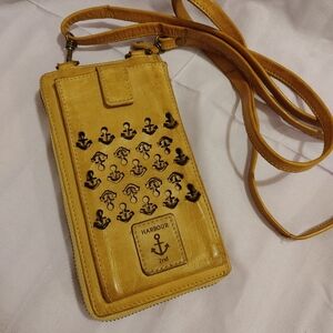 Harbour 2nd Leather Anchor Pattern Crossbody Wallet And Phone Holder Bag